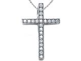 Zoe R™ Sterling Silver Micro Pave Hand Set Cubic Zirconia (CZ) Small Cross Pendant