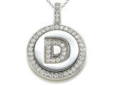 Zoe R™ Sterling Silver Micro Pave Hand Set Cubic Zirconia (CZ) Letter "D" Initial Disc Pendant