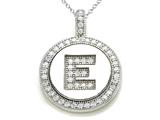 Zoe R™ Sterling Silver Micro Pave Hand Set Cubic Zirconia (CZ) Letter "E" Initial Disc Pendant