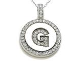 Zoe R™ Sterling Silver Micro Pave Hand Set Cubic Zirconia (CZ) Letter "G" Initial Disc Pendant