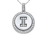 Zoe R™ Sterling Silver Micro Pave Hand Set Cubic Zirconia (CZ) Letter "I" Initial Disc Pendant