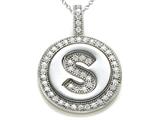 Zoe R™ Sterling Silver Micro Pave Hand Set Cubic Zirconia (CZ) Letter "S" Initial Disc Pendant