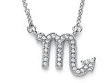Zoe R™ Sterling Silver Micro Pave Hand Set Cubic Zirconia (CZ) Scorpio Zodiac Pendant On 18 Inch Adjustable Chain