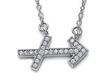 Zoe R™ Sterling Silver Micro Pave Hand Set Cubic Zirconia (CZ) Sagittarius Zodiac Pendant On 18 Inch Adjustable C