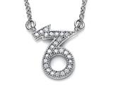 Zoe R™ Sterling Silver Micro Pave Hand Set Cubic Zirconia (CZ) Capricorn Zodiac Pendant On 18 Inch Adjustable Cha
