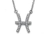Zoe R™ Sterling Silver Micro Pave Hand Set Cubic Zirconia (CZ) Pisces Zodiac Pendant On 18 Inch Adjustable Chain