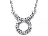 Zoe R™ Sterling Silver Micro Pave Hand Set Cubic Zirconia (CZ) Taurus Zodiac Pendant On 18 Inch Adjustable Chain