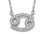 Zoe R™ Sterling Silver Micro Pave Hand Set Cubic Zirconia (CZ) Cancer Zodiac Pendant On 18 Inch Adjustable Chain