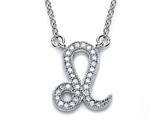Zoe R™ Sterling Silver Micro Pave Hand Set Cubic Zirconia (CZ) Leo Zodiac Pendant On 18 Inch Adjustable Chain