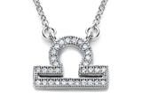 Zoe R™ Sterling Silver Micro Pave Hand Set Cubic Zirconia (CZ) Libra Zodiac Pendant On 18 Inch Adjustable Chain