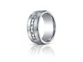 Benchmark® Argentium Silver 10mm Comfort-fit Satin-finished X-pattern Design Band