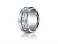 Benchmark® Argentium Silver 10mm Comfort-fit Satin-finished Box Pattern Design Band
