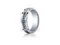 Benchmark® Argentium Silver 7mm Comfort-fit Pave Set 9-stone Black Diamond Design Band (.18ct)