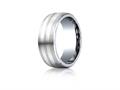 Benchmark® Cobalt Chrome™- Silver 8mm Comfort-fit Satin-finished Parallel Silver Inlay Design Ring