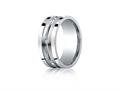 Benchmark® Argentium Silver 9mm Comfort-fit Square Edge Pave Set 6-stone Diamond Design Band (.12ct)