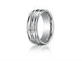 Benchmark® Palladium 8mm Comfort-fit Satin-finished High Polished Center Trim And Round Edge Carved Design Band
