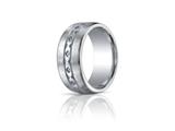 Benchmark® Argentium Silver 10mm Comfort-fit Satin-finished X-pattern Design Band