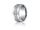 Benchmark® Argentium Silver 10mm Comfort-fit High Polished T-pattern Design Band