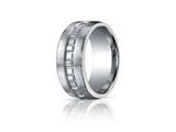Benchmark® Argentium Silver 10mm Comfort-fit Satin-finished Box Pattern Design Band