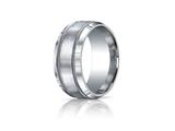 Benchmark® Argentium Silver 10mm Comfort-fit Satin-finished Rope Edge Design Band
