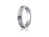 Benchmark® Argentium Silver 5mm Comfort-fit Pave Set 6-stone Black Diamond Design Band (.12ct)