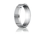 Benchmark® Palladium 6mm Comfort-fit Satin-finished Grooves Carved Design Band
