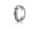 Benchmark® Argentium Silver 7mm Comfort-fit Pave Set 9-stone Black Diamond Design Band (.18ct)