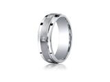 Benchmark® Argentium Silver 7mm Comfort-fit Pave Set 6-stone Diamond Design Band (.12ct)