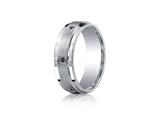 Benchmark® Argentium Silver 7mm Comfort-fit Pave Set 6-stone Black Diamond Design Band (.12ct)