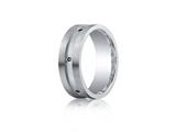 Benchmark® Argentium Silver 8mm Comfort-fit Burnish Set 6-stone Black Diamond Design Band (.12ct)