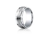 Benchmark® Argentium Silver 9mm Comfort-fit Satin-finished With Center Cut Design Band