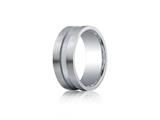 Benchmark® Argentium Silver 9mm Comfort-fit Satin-finished Center Channel Design Band