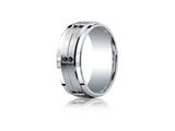 Benchmark® Argentium Silver 9mm Comfort-fit Pave Set 12-stone Black Diamond Design Band (.24ct)