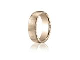 Benchmark® 7.5mm Comfort-fit Satin-finished Rivet Coin Edging Carved Design Band