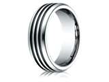 Benchmark® Cobalt Chrome™ 7.5mm Comfort-fit 3 Black Channel Design Ring