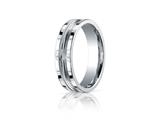 Benchmark® 6mm Comfort-fit Satin-finished High Polished Center Cut Squared Edge Carved Design Band