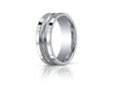 Benchmark® 8mm Comfort-fit Satin-finished High Polished Center Cut Squared Edge Carved Design Band