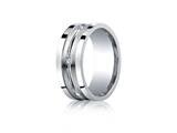 Benchmark® Argentium Silver 9mm Comfort-fit Square Edge Pave Set 6-stone Diamond Design Band (.12ct)