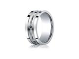 Benchmark® Argentium Silver 9mm Comfort-fit Square Edge Pave Set 6-stone Black Diamond Design Band (.12ct)