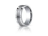 Benchmark® 8mm Comfort-fit Satin-finished Center Squared Edge Carved Design Band