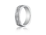 Benchmark® 7mm Comfort-fit Satin-finished Center Cut Four-sided Carved Design Band