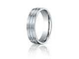 Benchmark® Platinum 6mm Comfort-fit Satin-finished With Parallel Center Cuts Carved Design Band