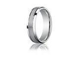 Benchmark® Platinum 6mm Comfort-fit Satin-finished High Polished Beveled Edge Carved Design Band