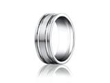 Benchmark® Platinum 8mm Comfort-fit Satin-finished With Parallel Grooves Carved Design Band