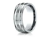 Benchmark® Platinum 8mm Comfort-fit Satin-finished High Polished Center Trim And Round Edge Carved Design Band