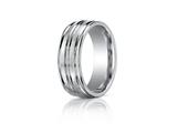 Benchmark® Palladium 8mm Comfort-fit Satin-finished High Polished Center Trim And Round Edge Carved Design Band