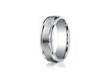 Benchmark® Argentium Silver 7mm Comfort-fit Satin-finished High Polished Round Edge Design Band