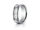 Benchmark® 7.5mm Comfort-fit Satin-finished Concave Round Edge Carved Design Band