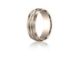 Benchmark® 7.5mm Comfort-fit Satin-finished With Center Cut Double Round Edge Carved Design Band