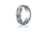 Benchmark® 7.5mm Comfort-fit Satin-finished With Center Cut Double Round Edge Carved Design Band